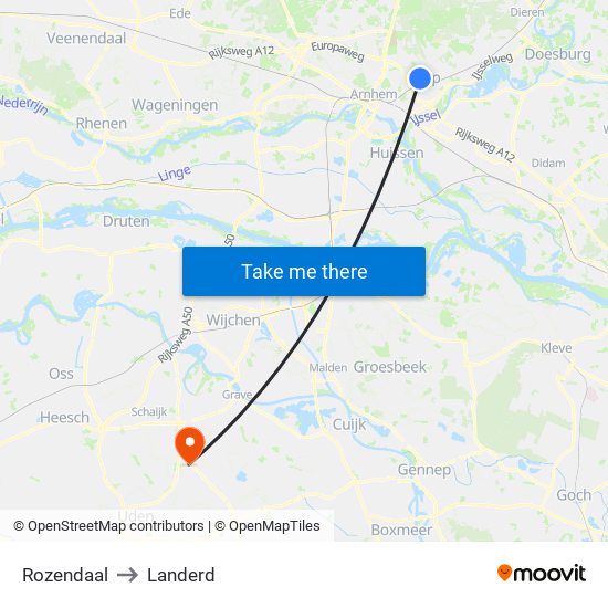 Rozendaal to Landerd map