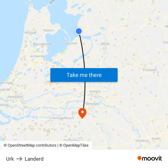 Urk to Landerd map