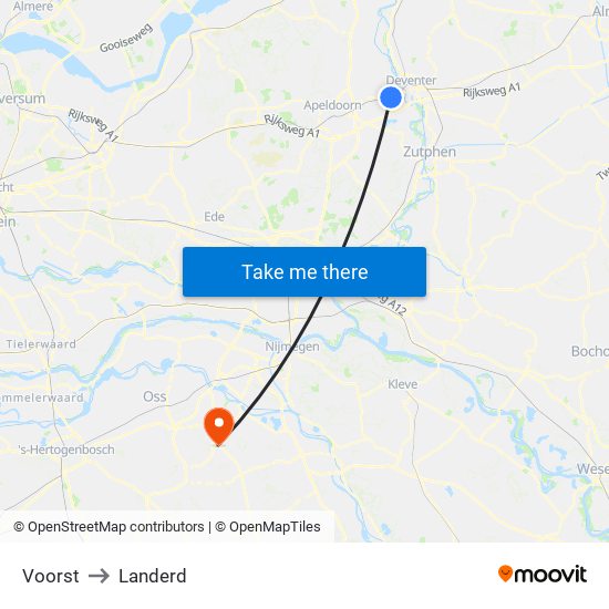 Voorst to Landerd map