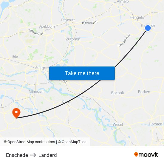 Enschede to Landerd map