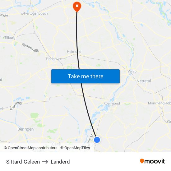 Sittard-Geleen to Landerd map