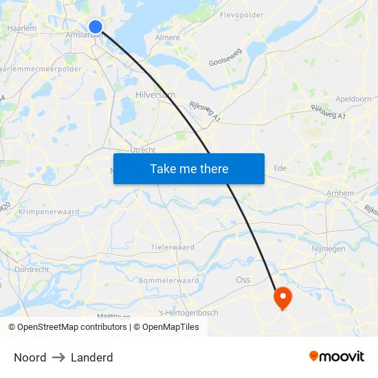 Noord to Landerd map