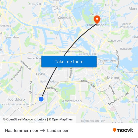 Haarlemmermeer to Landsmeer map
