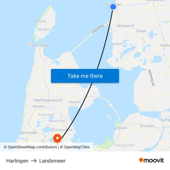 Harlingen to Landsmeer map