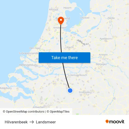 Hilvarenbeek to Landsmeer map