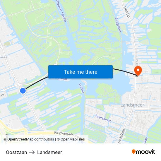 Oostzaan to Landsmeer map