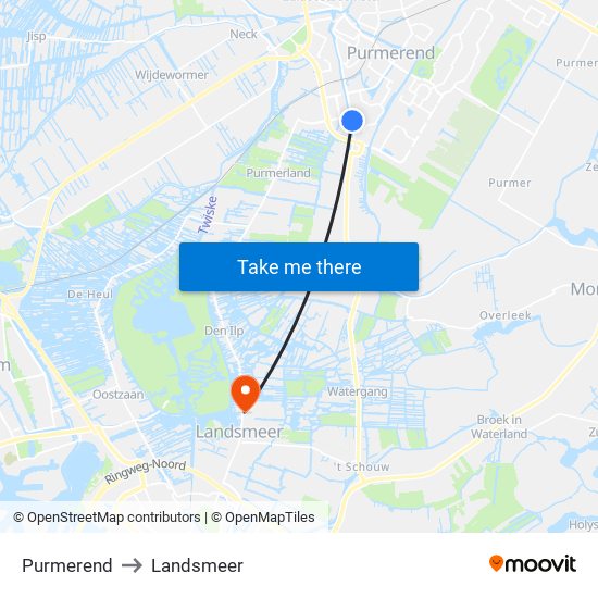 Purmerend to Landsmeer map
