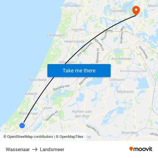 Wassenaar to Landsmeer map