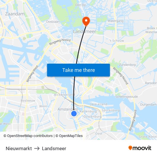 Nieuwmarkt to Landsmeer map