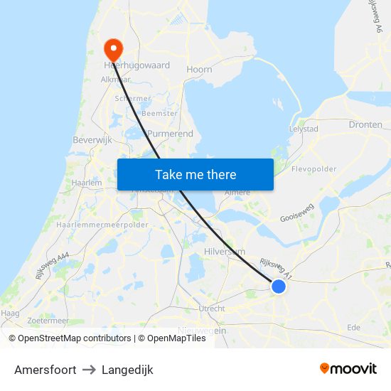 Amersfoort to Langedijk map