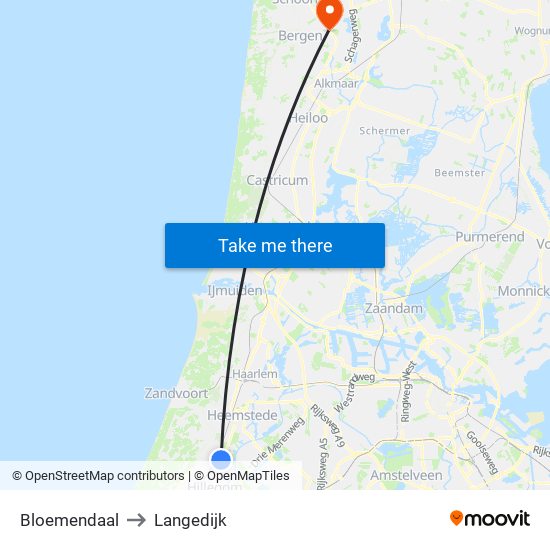 Bloemendaal to Langedijk map