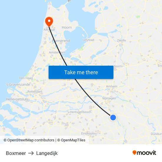 Boxmeer to Langedijk map