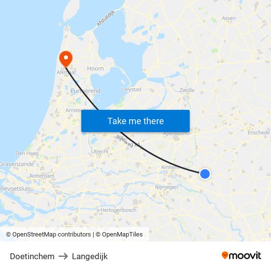 Doetinchem to Langedijk map