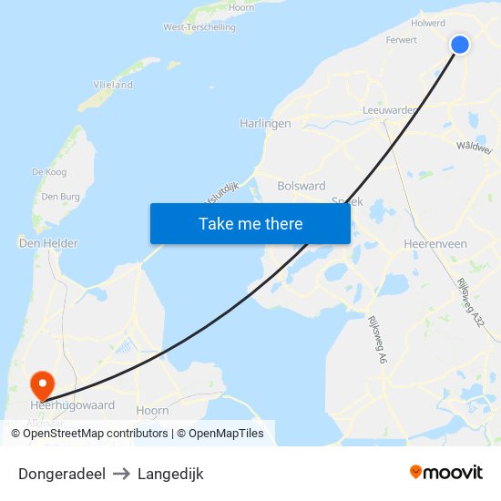 Dongeradeel to Langedijk map