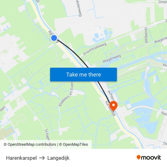 Harenkarspel to Langedijk map