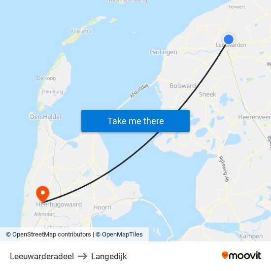 Leeuwarderadeel to Langedijk map