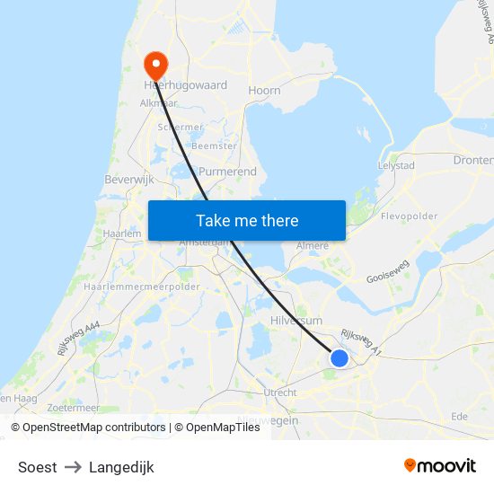 Soest to Langedijk map