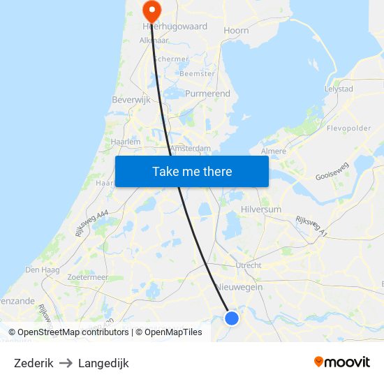 Zederik to Langedijk map