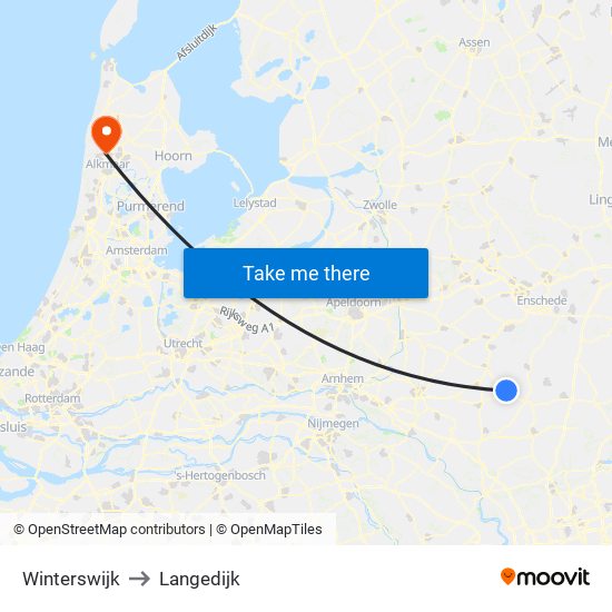 Winterswijk to Langedijk map