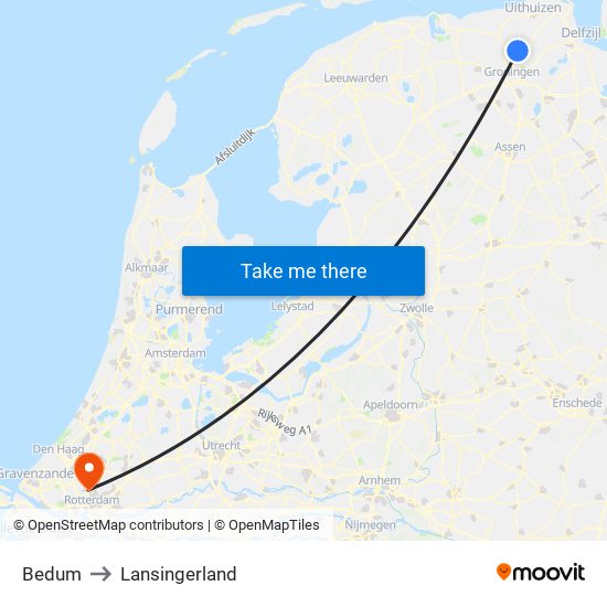 Bedum to Lansingerland map