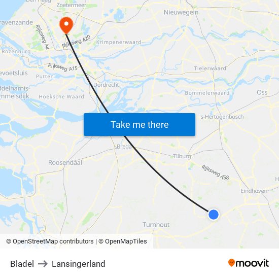 Bladel to Lansingerland map