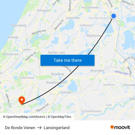 De Ronde Venen to Lansingerland map