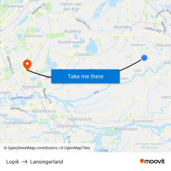 Lopik to Lansingerland map