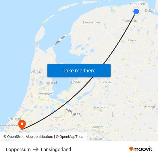 Loppersum to Lansingerland map