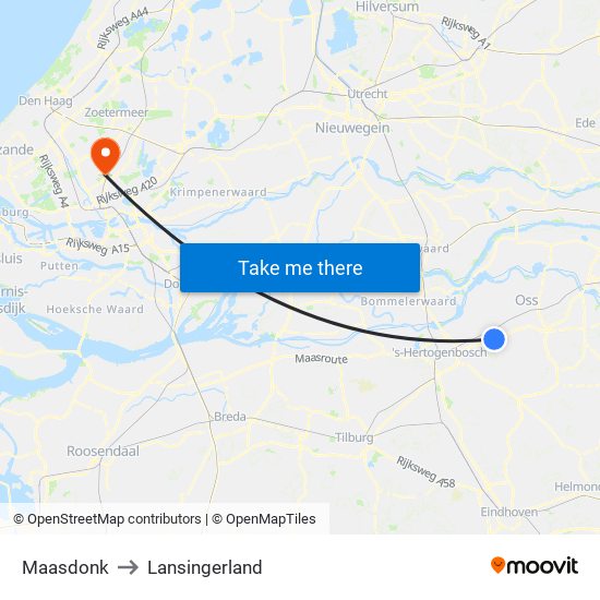 Maasdonk to Lansingerland map