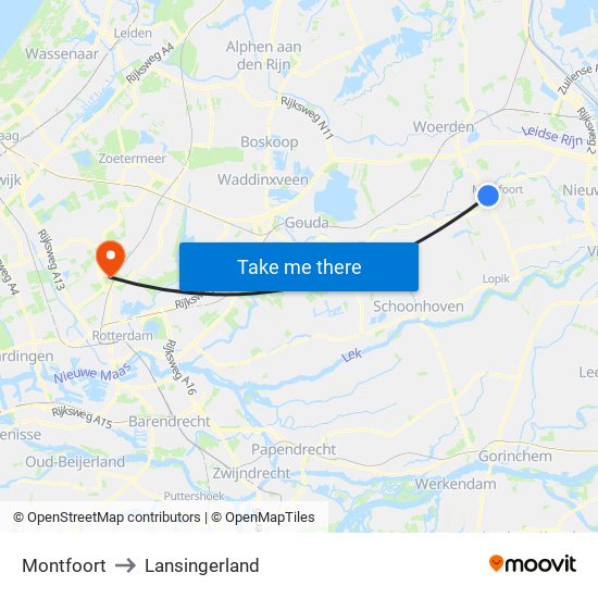 Montfoort to Lansingerland map