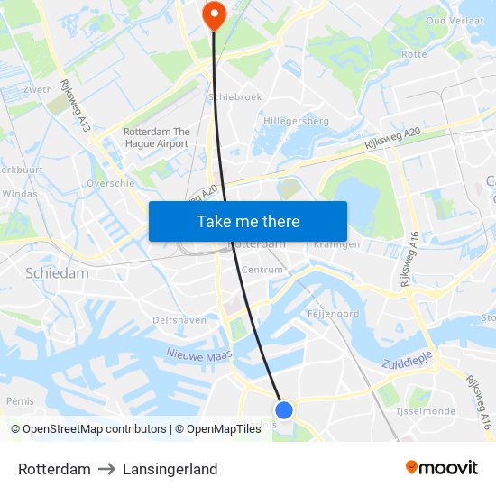 Rotterdam to Lansingerland map