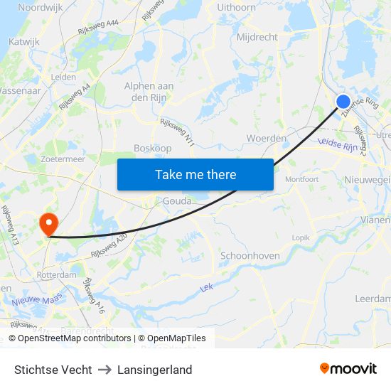 Stichtse Vecht to Lansingerland map