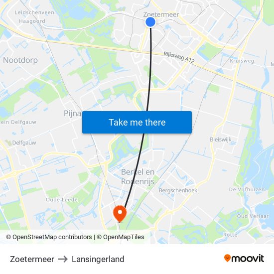 Zoetermeer to Lansingerland map