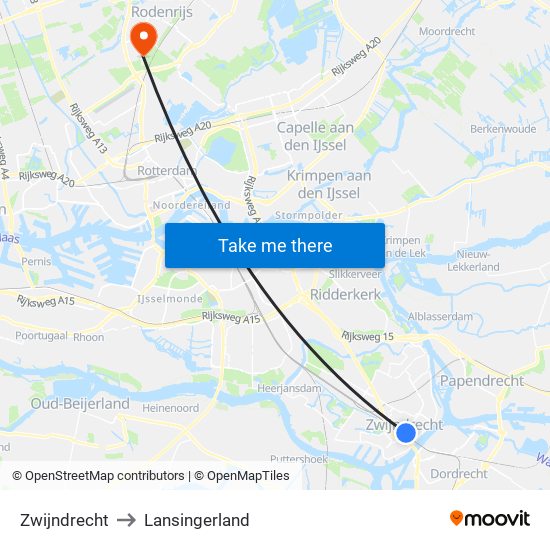 Zwijndrecht to Lansingerland map