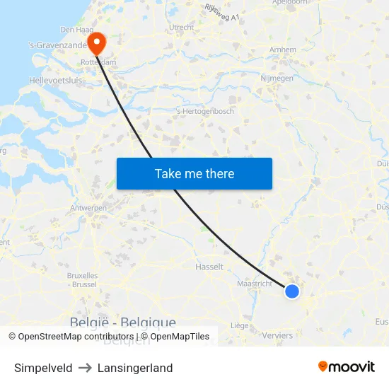 Simpelveld to Lansingerland map