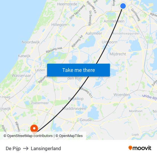 De Pijp to Lansingerland map