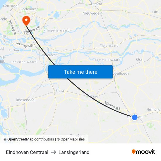 Eindhoven Centraal to Lansingerland map