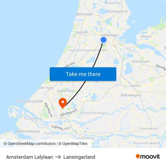 Amsterdam Lelylaan to Lansingerland map