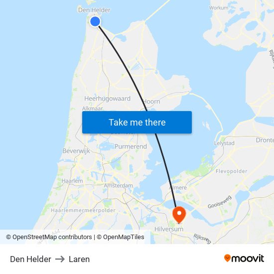 Den Helder to Laren map