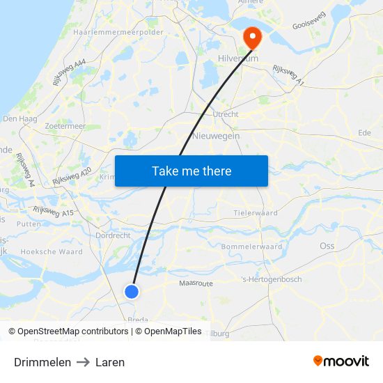 Drimmelen to Laren map