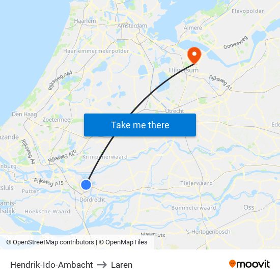 Hendrik-Ido-Ambacht to Laren map