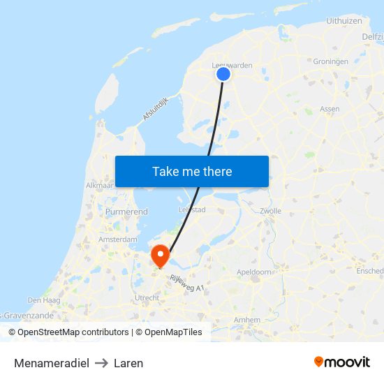 Menameradiel to Laren map