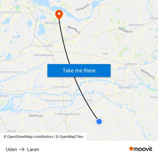 Uden to Laren map