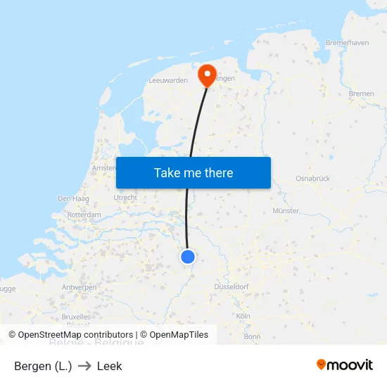 Bergen (L.) to Leek map