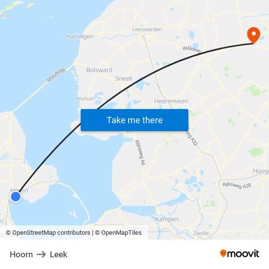 Hoorn to Leek map