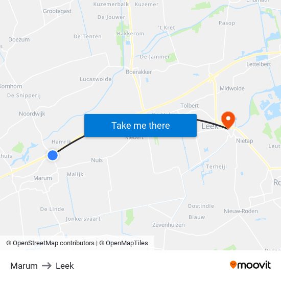 Marum to Leek map