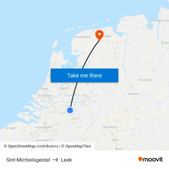 Sint-Michielsgestel to Leek map