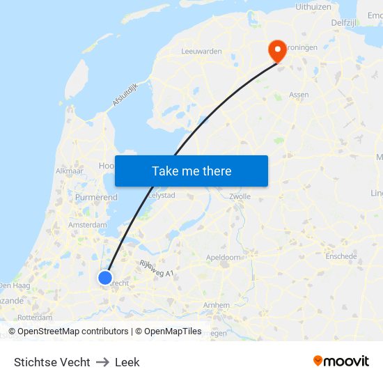 Stichtse Vecht to Leek map