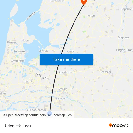Uden to Leek map