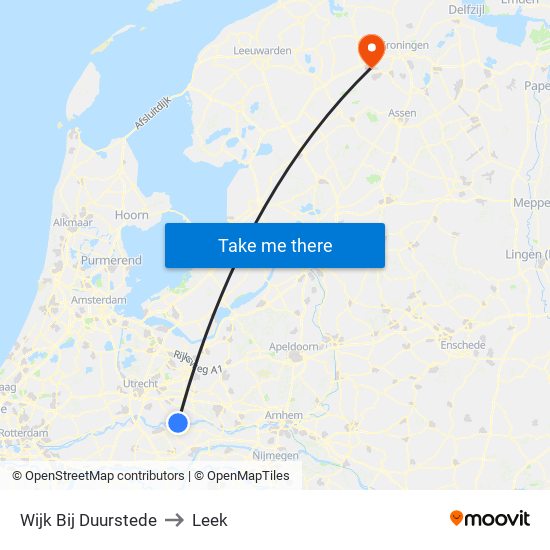 Wijk Bij Duurstede to Leek map